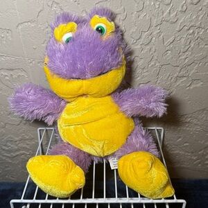 Kellytoy Monster Plush Yellow and Purple Kids Toy July 2010 Stuffed Animal 14"